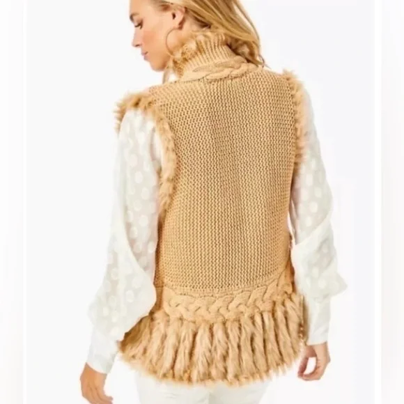 NWT Lilly Pulitzer Torini Sequin Sweater Vest in Heathered Latte Metallic - Picture 7 of 17